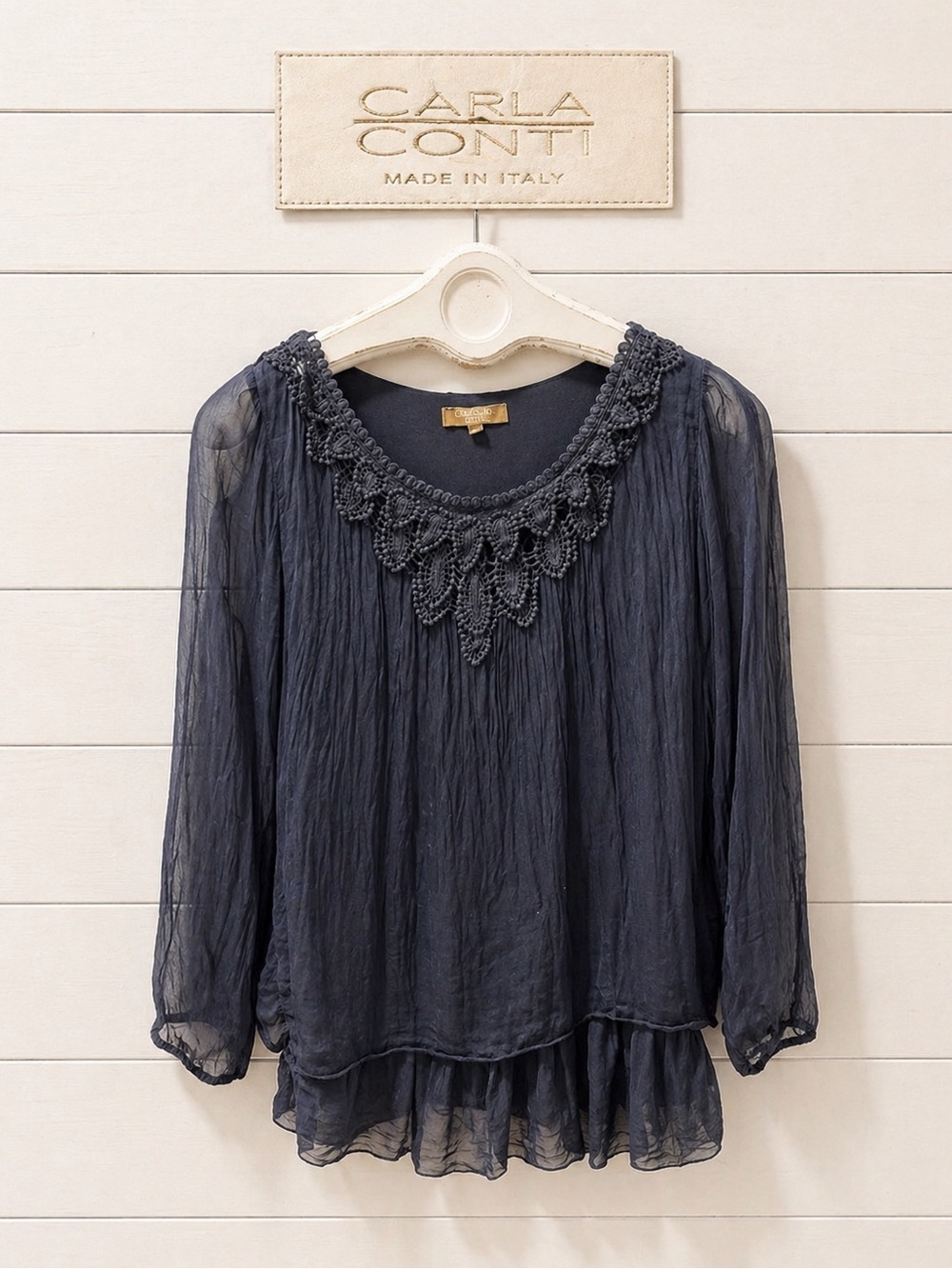 Silk Blend Blouse with Crochet Detail – Carla Conti size S